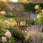 🌻🐂Highland Cow Garden Stake – Rustic Charm for Your Outdoor Space🏆