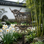 🌻🐂Highland Cow Garden Stake – Rustic Charm for Your Outdoor Space🏆