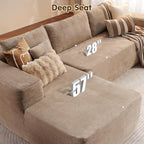 104" Cloud Sectional Couch with L-Shape Chaise,Modern Modular Sofa with Deep Seat, Upholstered Couches for Living Room Bedroom,No Assembly Required, Black (Plush Corduroy Fabric)🏆