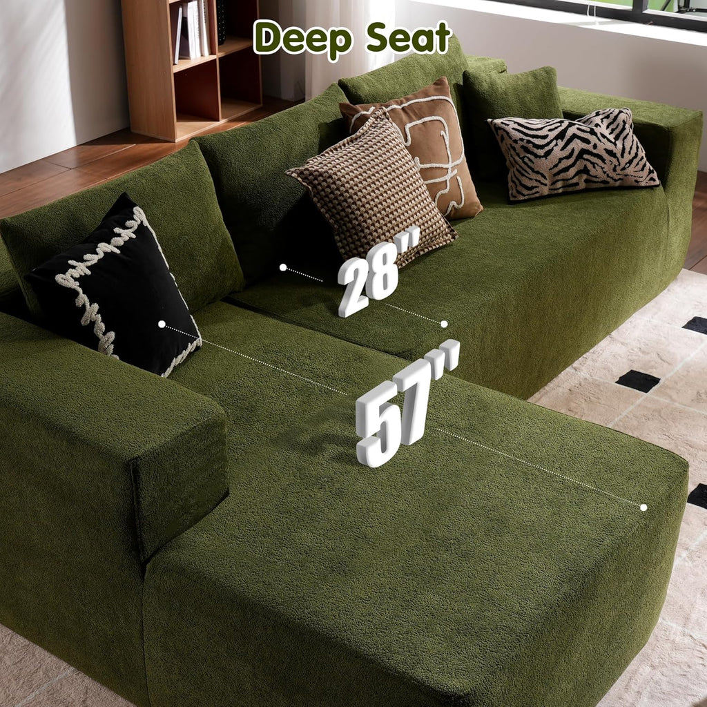 104" Cloud Sectional Couch with L-Shape Chaise,Modern Modular Sofa with Deep Seat, Upholstered Couches for Living Room Bedroom,No Assembly Required, Black (Plush Corduroy Fabric)🏆