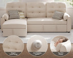 Sectional Sofa Couch, 87" Sleeper Sofa Bed with Reversible Storage Chaise Pull Out Couch🏆