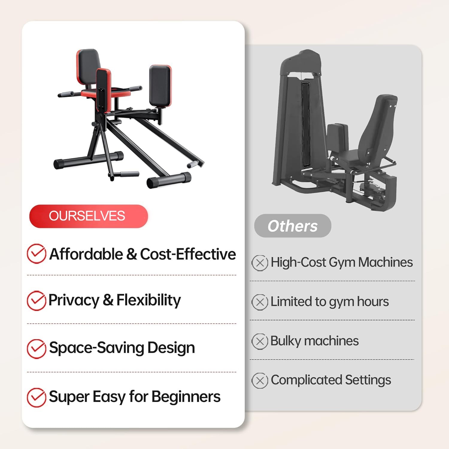 Hip Abductor Machine for Home Gym | Glute & Thigh Exercise Equipment, Outer Thigh Sculpting, Glute Machine for Women, Leg Abductor Machine, Booty Builder for Butt Workout🏆