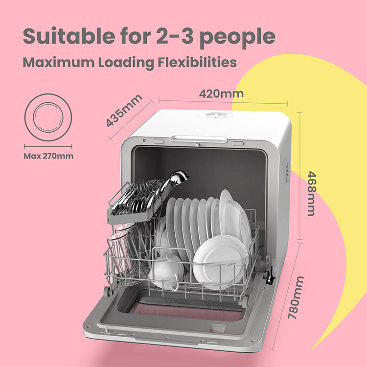 Mini Dishwasher | Compact Table Top Dishwasher with 3 Place Settings, 7 Programmes, Touch Control, LED Display, Delay Start and Off-peak Wash Function🔥Hot Sale🔥🏆