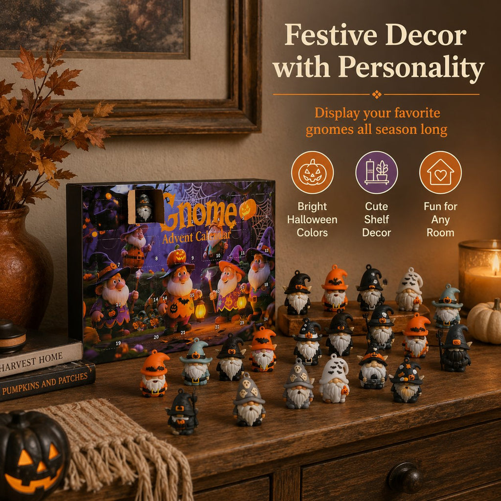 🔥LAST DAY 50% OFF - 24 Days of Halloween Gnome Surprise Figures Advent Calendar Box💋