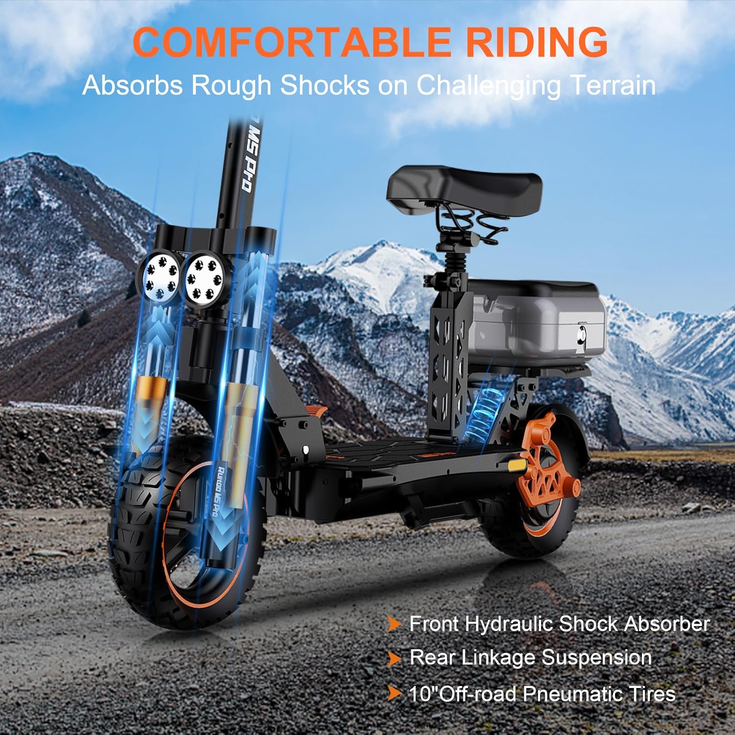 Electric Scooter for Adults 5600W Dual Motors, 50MPH & 50 Miles Range, 60V 27Ah Battery, Foldable Heavy Duty E Scooter, 11" Off Road Tires Fast Electric Scooter with Seat🏆