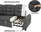 Sectional Sofa Couch, 87" Sleeper Sofa Bed with Reversible Storage Chaise Pull Out Couch🏆