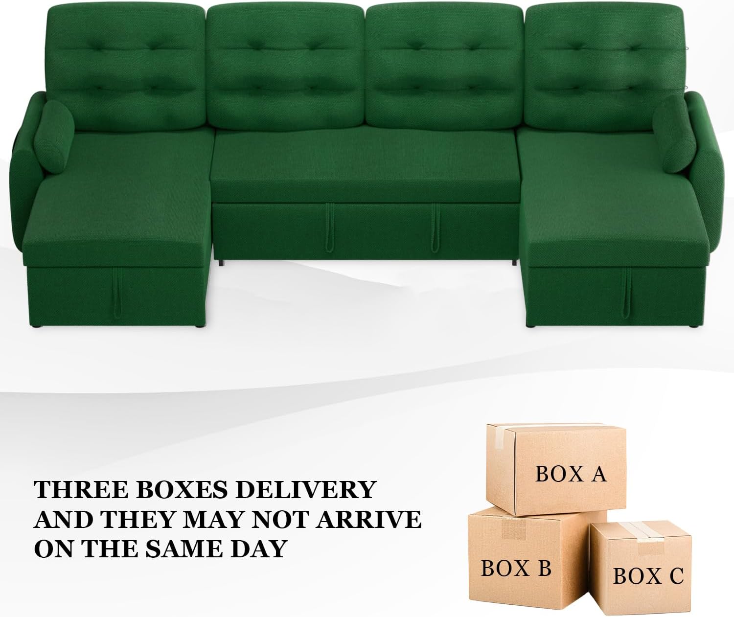 Sectional Sofa Couch, 87" Sleeper Sofa Bed with Reversible Storage Chaise Pull Out Couch🏆