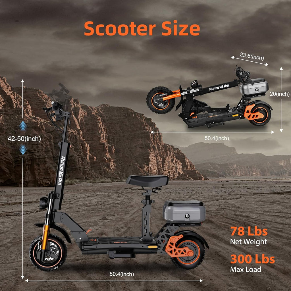 Electric Scooter for Adults 5600W Dual Motors, 50MPH & 50 Miles Range, 60V 27Ah Battery, Foldable Heavy Duty E Scooter, 11" Off Road Tires Fast Electric Scooter with Seat🏆