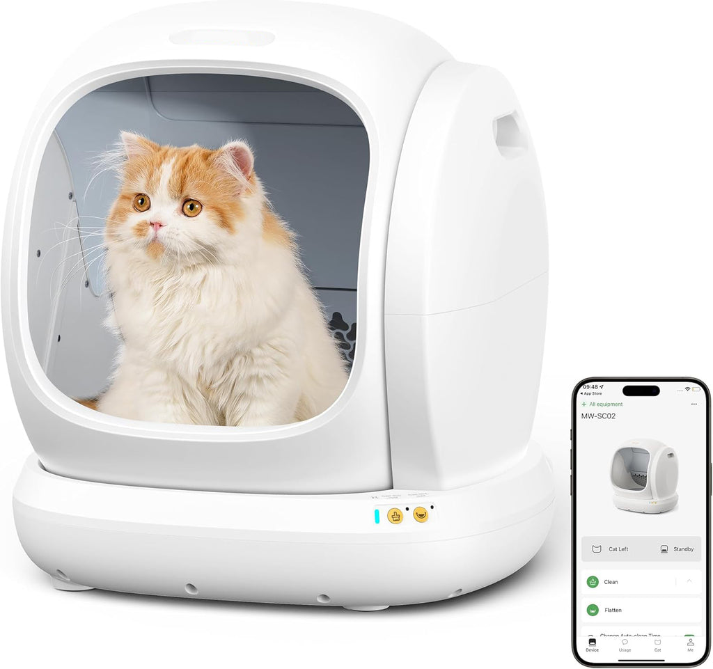 Self Cleaning Cat Litter Box, Open-Top Automatic Cat Litter Box with Safety Protection, App Control, Odor-Free, 75L Large Space for Multiple Cats🏆