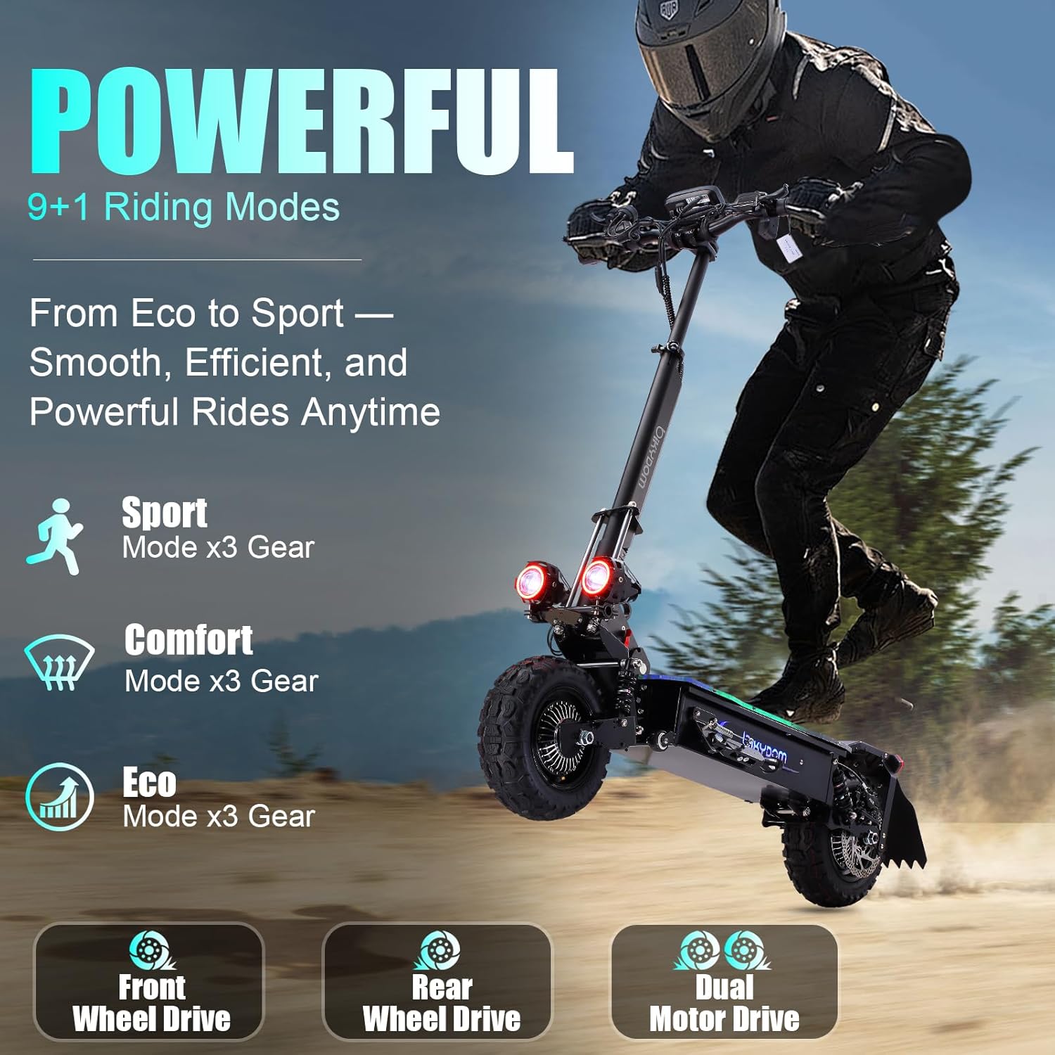 Electric Scooter for Adults 5600W Dual Motors, 50MPH & 50 Miles Range, 60V 27Ah Battery, Foldable Heavy Duty E Scooter, 11" Off Road Tires Fast Electric Scooter with Seat🏆
