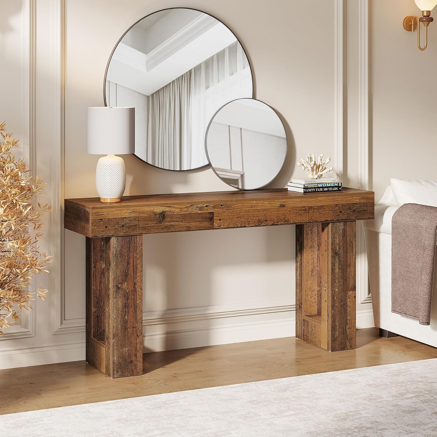 63-Inch Long Console Table, Wooden Rectangular Sofa Table Behind The Couch, Farmhouse Entryway Table for Entrance, Hallway, Living Room🏆