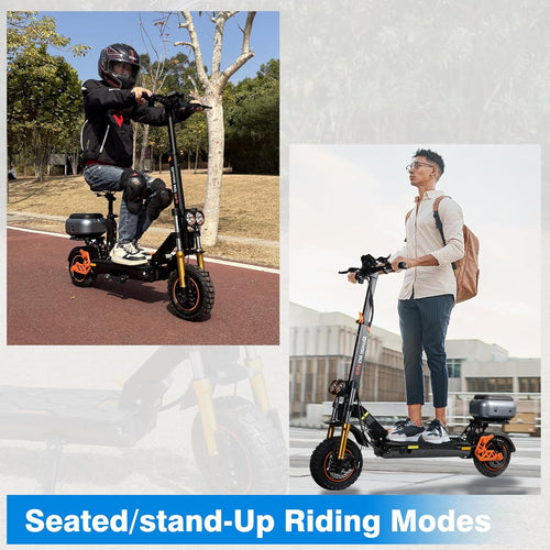 Electric Scooter for Adults 5600W Dual Motors, 50MPH & 50 Miles Range, 60V 27Ah Battery, Foldable Heavy Duty E Scooter, 11" Off Road Tires Fast Electric Scooter with Seat🏆