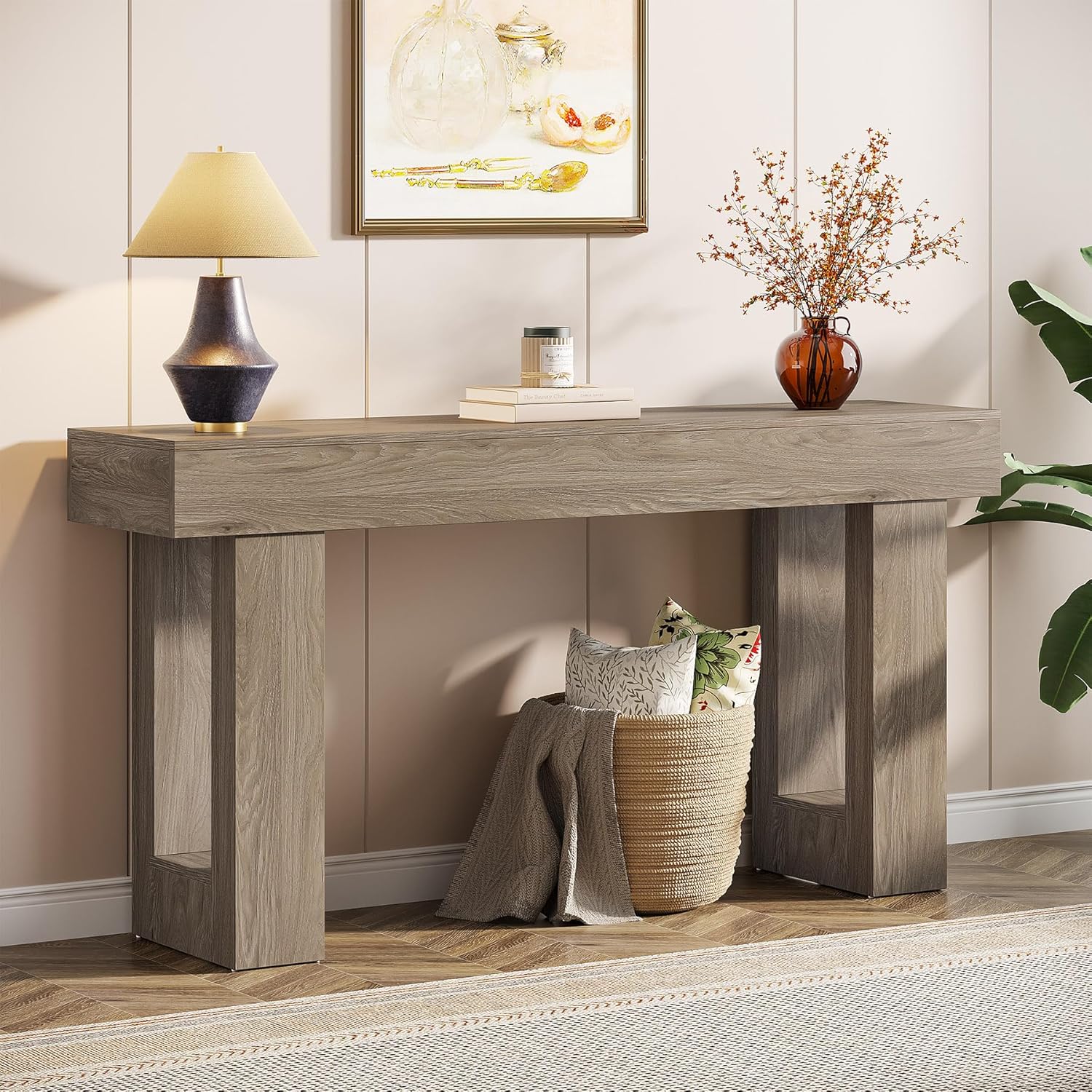 63-Inch Long Console Table, Wooden Rectangular Sofa Table Behind The Couch, Farmhouse Entryway Table for Entrance, Hallway, Living Room🏆
