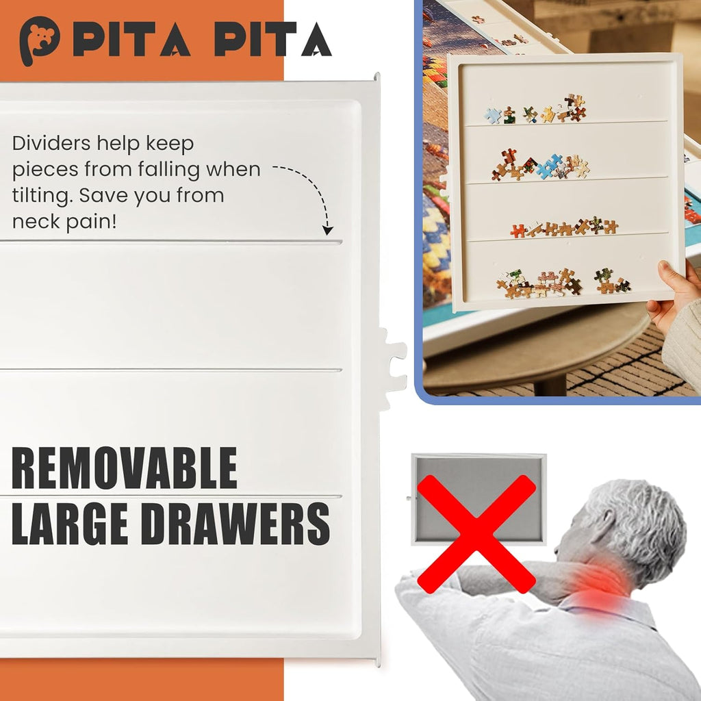 Rotating Puzzle Board with Drawers and Cover,Tilt&Lazy Susan🏆
