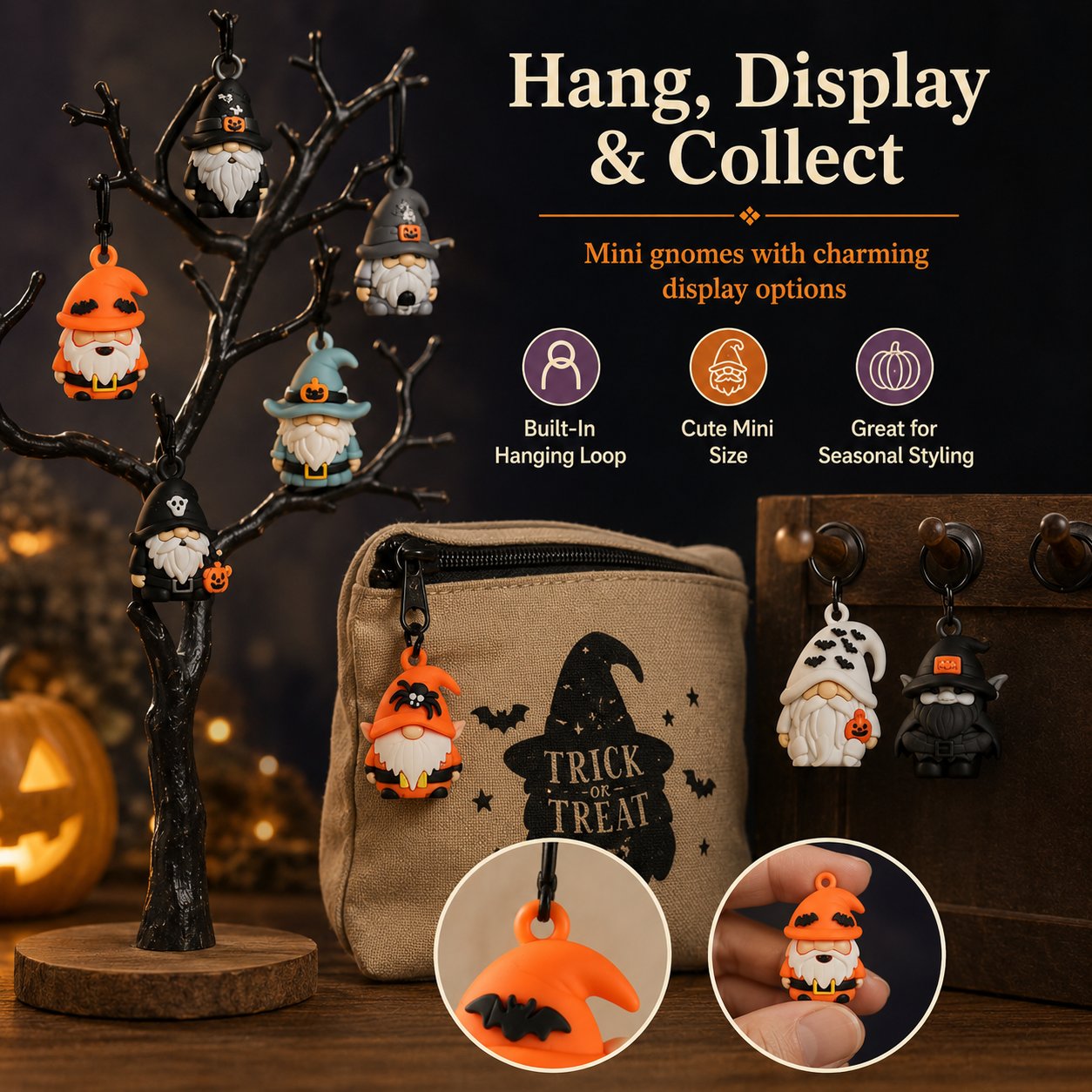 🔥LAST DAY 50% OFF - 24 Days of Halloween Gnome Surprise Figures Advent Calendar Box💋