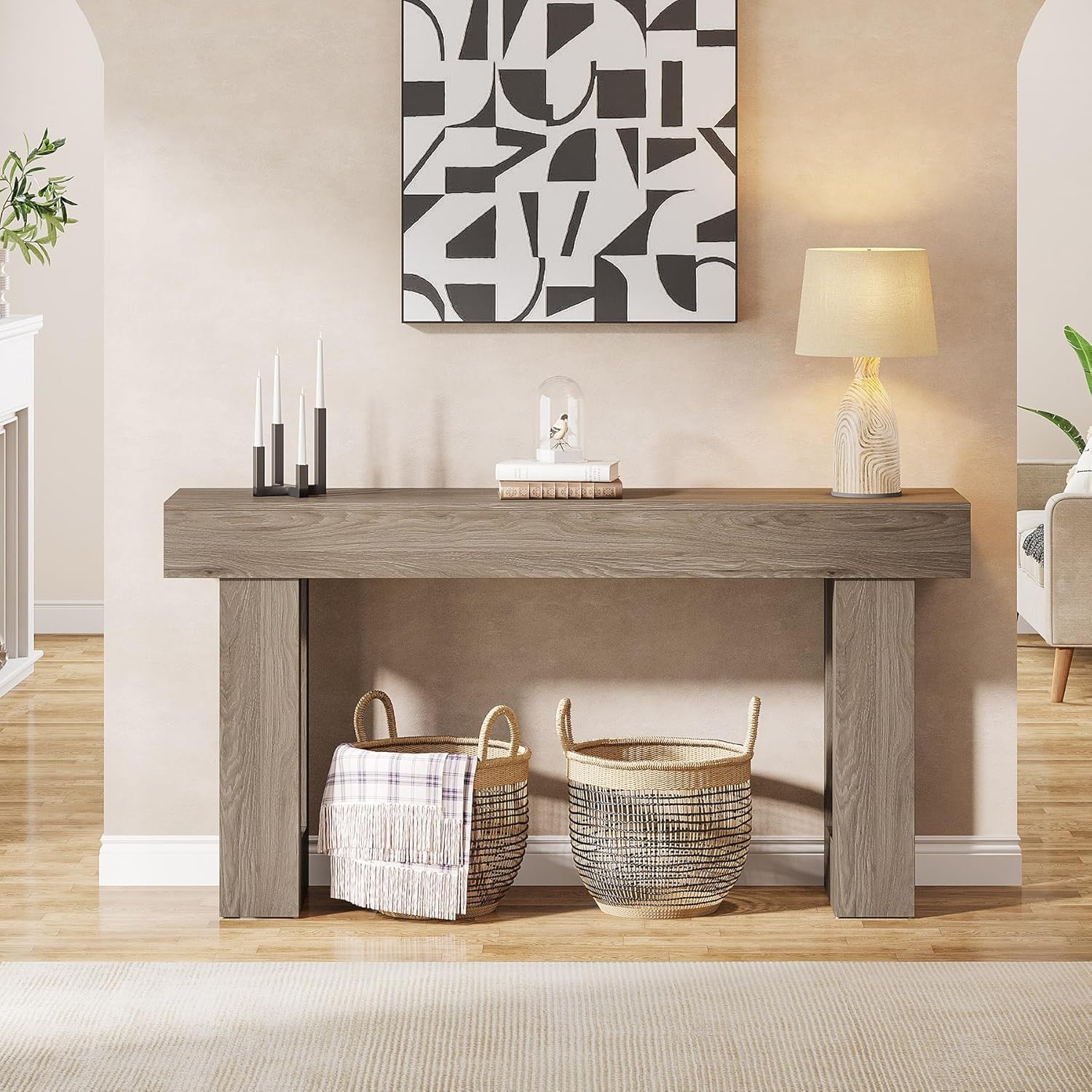 63-Inch Long Console Table, Wooden Rectangular Sofa Table Behind The Couch, Farmhouse Entryway Table for Entrance, Hallway, Living Room🏆