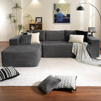 104" Cloud Sectional Couch with L-Shape Chaise,Modern Modular Sofa with Deep Seat, Upholstered Couches for Living Room Bedroom,No Assembly Required, Black (Plush Corduroy Fabric)🏆