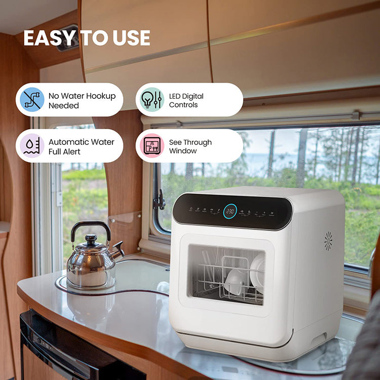Mini Dishwasher | Compact Table Top Dishwasher with 3 Place Settings, 7 Programmes, Touch Control, LED Display, Delay Start and Off-peak Wash Function🔥Hot Sale🔥🏆