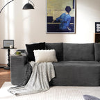 104" Cloud Sectional Couch with L-Shape Chaise,Modern Modular Sofa with Deep Seat, Upholstered Couches for Living Room Bedroom,No Assembly Required, Black (Plush Corduroy Fabric)🏆