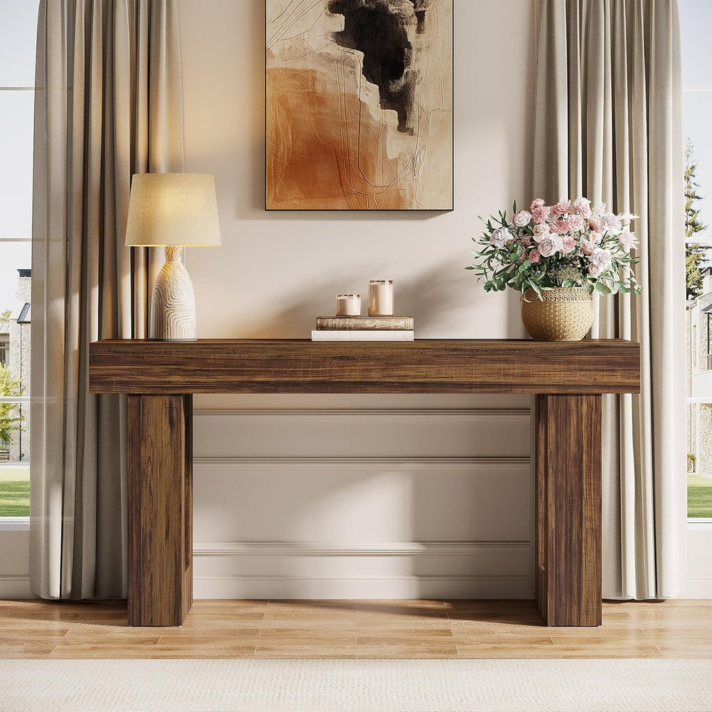63-Inch Long Console Table, Wooden Rectangular Sofa Table Behind The Couch, Farmhouse Entryway Table for Entrance, Hallway, Living Room🏆