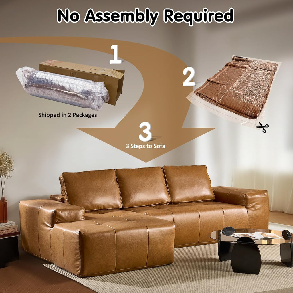 104" Cloud Sectional Couch with L-Shape Chaise,Modern Modular Sofa with Deep Seat, Upholstered Couches for Living Room Bedroom,No Assembly Required, Black (Plush Corduroy Fabric)🏆