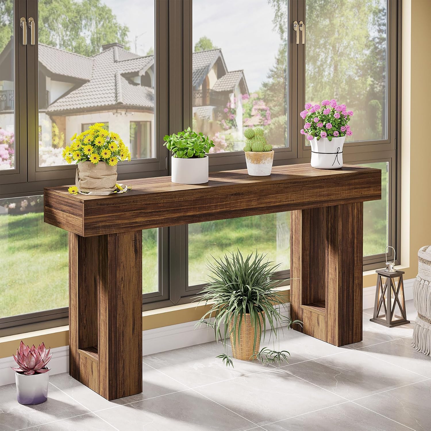 63-Inch Long Console Table, Wooden Rectangular Sofa Table Behind The Couch, Farmhouse Entryway Table for Entrance, Hallway, Living Room🏆