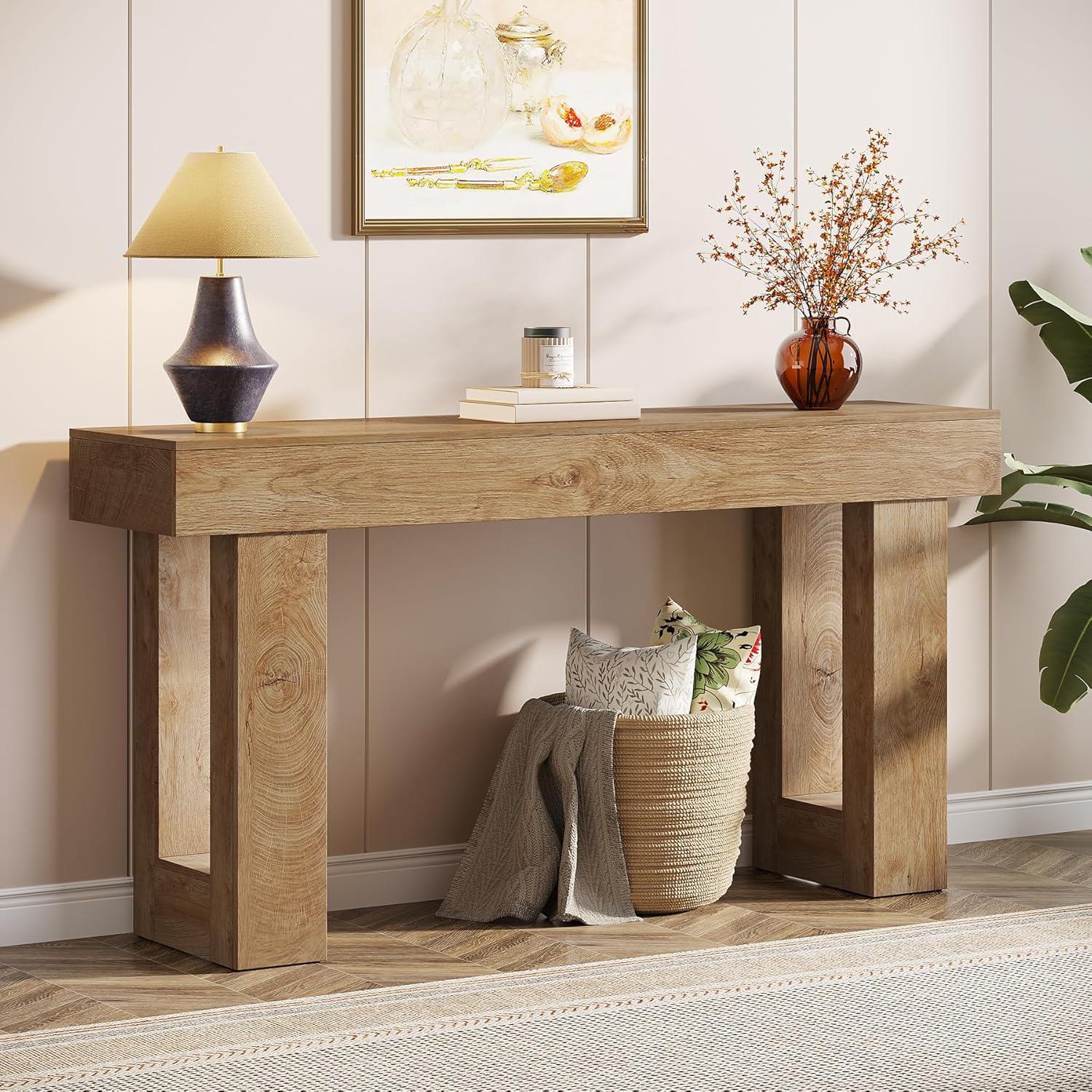 63-Inch Long Console Table, Wooden Rectangular Sofa Table Behind The Couch, Farmhouse Entryway Table for Entrance, Hallway, Living Room🏆