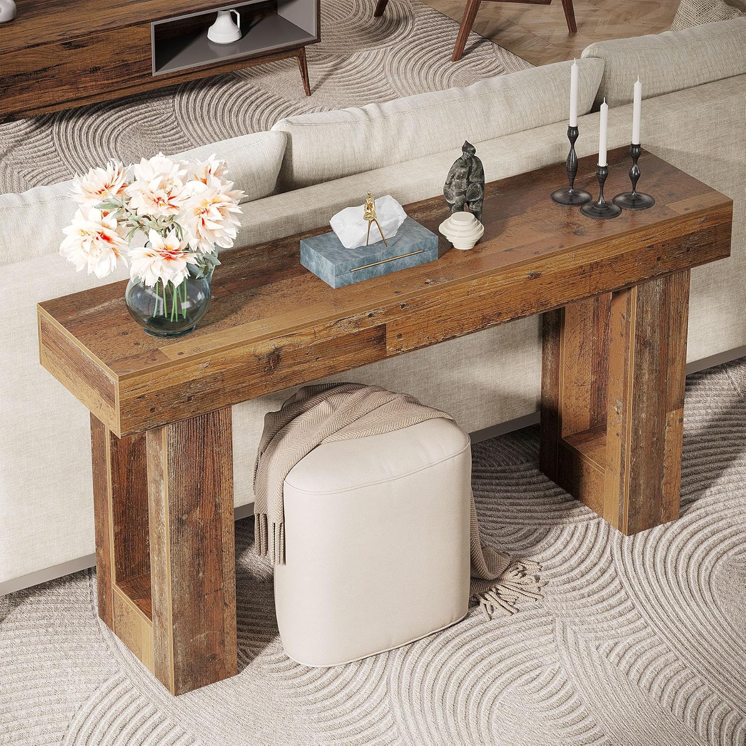 63-Inch Long Console Table, Wooden Rectangular Sofa Table Behind The Couch, Farmhouse Entryway Table for Entrance, Hallway, Living Room🏆