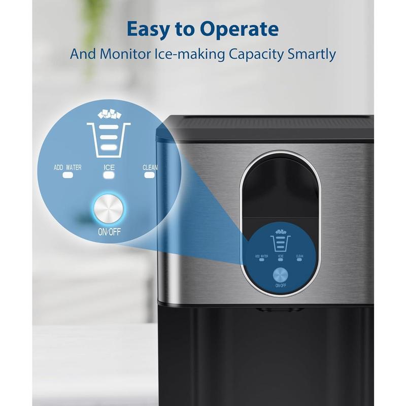 Nugget Ice Maker, 44lbs/Day, Fast 15min Ice, Self-Dispensing & Self-Cleaning🏆