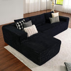 104" Cloud Sectional Couch with L-Shape Chaise,Modern Modular Sofa with Deep Seat, Upholstered Couches for Living Room Bedroom,No Assembly Required, Black (Plush Corduroy Fabric)🏆