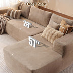 104" Cloud Sectional Couch with L-Shape Chaise,Modern Modular Sofa with Deep Seat, Upholstered Couches for Living Room Bedroom,No Assembly Required, Black (Plush Corduroy Fabric)🏆