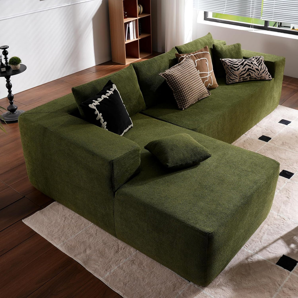 104" Cloud Sectional Couch with L-Shape Chaise,Modern Modular Sofa with Deep Seat, Upholstered Couches for Living Room Bedroom,No Assembly Required, Black (Plush Corduroy Fabric)🏆
