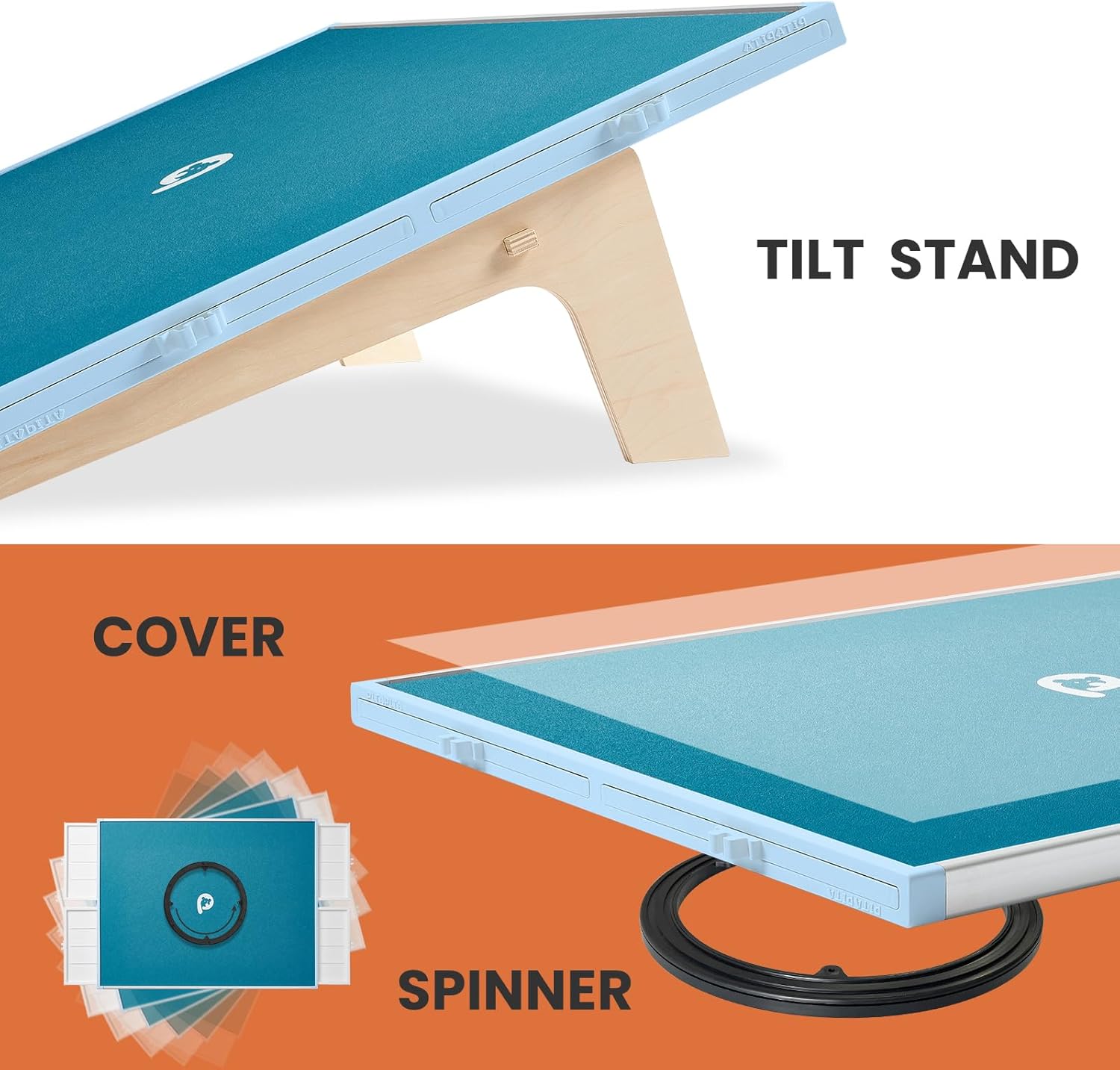Rotating Puzzle Board with Drawers and Cover,Tilt&Lazy Susan🏆