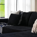 104" Cloud Sectional Couch with L-Shape Chaise,Modern Modular Sofa with Deep Seat, Upholstered Couches for Living Room Bedroom,No Assembly Required, Black (Plush Corduroy Fabric)🏆