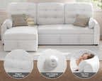 Sectional Sofa Couch, 87" Sleeper Sofa Bed with Reversible Storage Chaise Pull Out Couch🏆