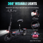 Electric Scooter for Adults 5600W Dual Motors, 50MPH & 50 Miles Range, 60V 27Ah Battery, Foldable Heavy Duty E Scooter, 11" Off Road Tires Fast Electric Scooter with Seat🏆