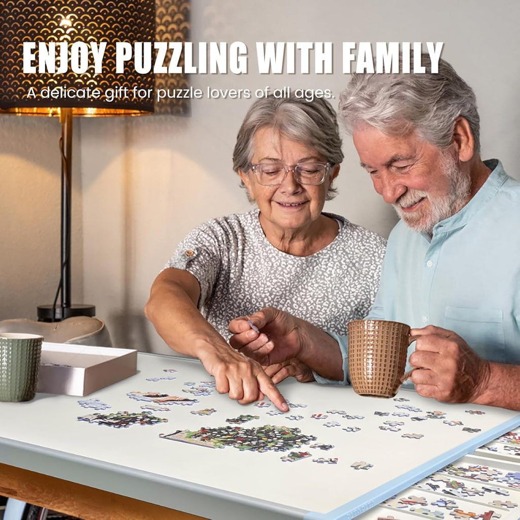 Rotating Puzzle Board with Drawers and Cover,Tilt&Lazy Susan🏆