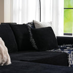 104" Cloud Sectional Couch with L-Shape Chaise,Modern Modular Sofa with Deep Seat, Upholstered Couches for Living Room Bedroom,No Assembly Required, Black (Plush Corduroy Fabric)🏆