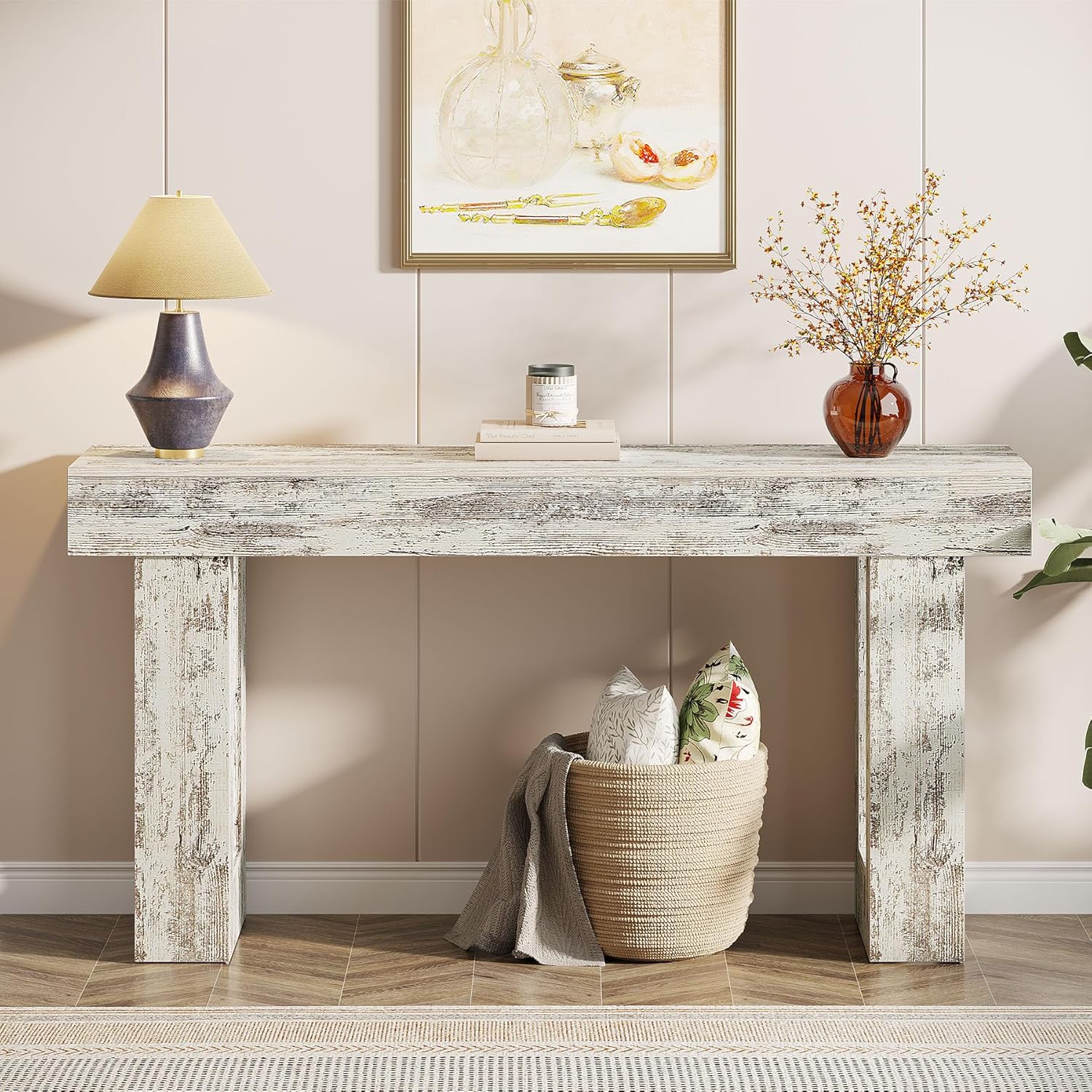 63-Inch Long Console Table, Wooden Rectangular Sofa Table Behind The Couch, Farmhouse Entryway Table for Entrance, Hallway, Living Room🏆