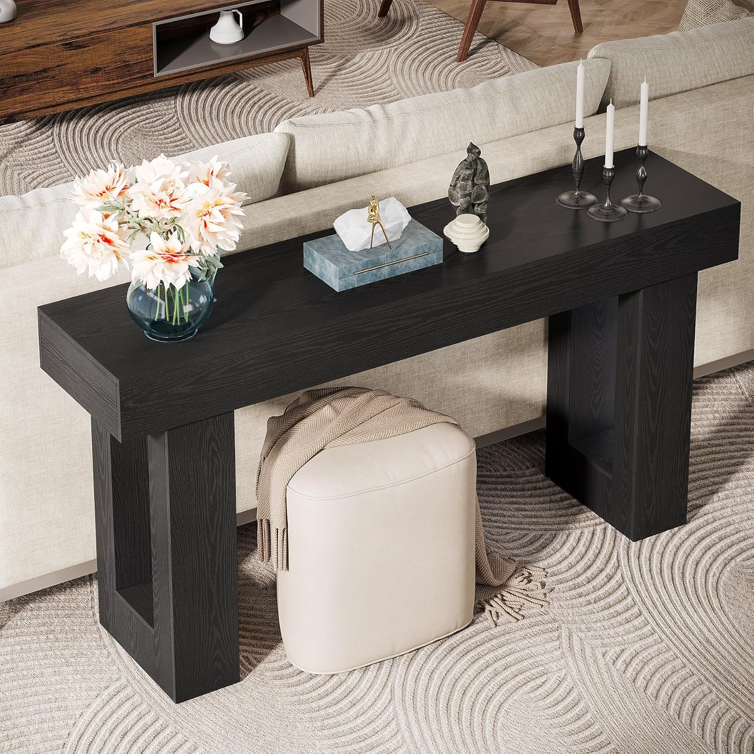 63-Inch Long Console Table, Wooden Rectangular Sofa Table Behind The Couch, Farmhouse Entryway Table for Entrance, Hallway, Living Room🏆