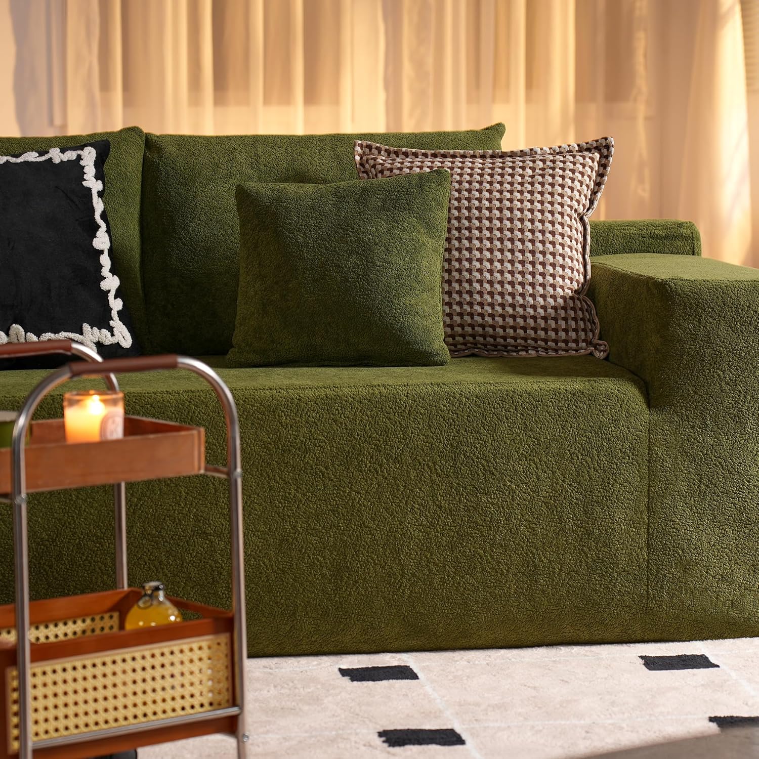 104" Cloud Sectional Couch with L-Shape Chaise,Modern Modular Sofa with Deep Seat, Upholstered Couches for Living Room Bedroom,No Assembly Required, Black (Plush Corduroy Fabric)🏆