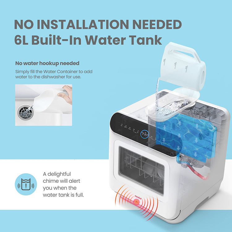 Mini Dishwasher | Compact Table Top Dishwasher with 3 Place Settings, 7 Programmes, Touch Control, LED Display, Delay Start and Off-peak Wash Function🔥Hot Sale🔥🏆