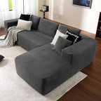 104" Cloud Sectional Couch with L-Shape Chaise,Modern Modular Sofa with Deep Seat, Upholstered Couches for Living Room Bedroom,No Assembly Required, Black (Plush Corduroy Fabric)🏆
