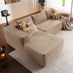 104" Cloud Sectional Couch with L-Shape Chaise,Modern Modular Sofa with Deep Seat, Upholstered Couches for Living Room Bedroom,No Assembly Required, Black (Plush Corduroy Fabric)🏆