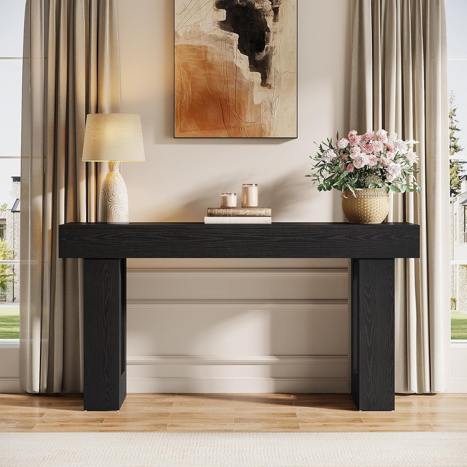 63-Inch Long Console Table, Wooden Rectangular Sofa Table Behind The Couch, Farmhouse Entryway Table for Entrance, Hallway, Living Room🏆