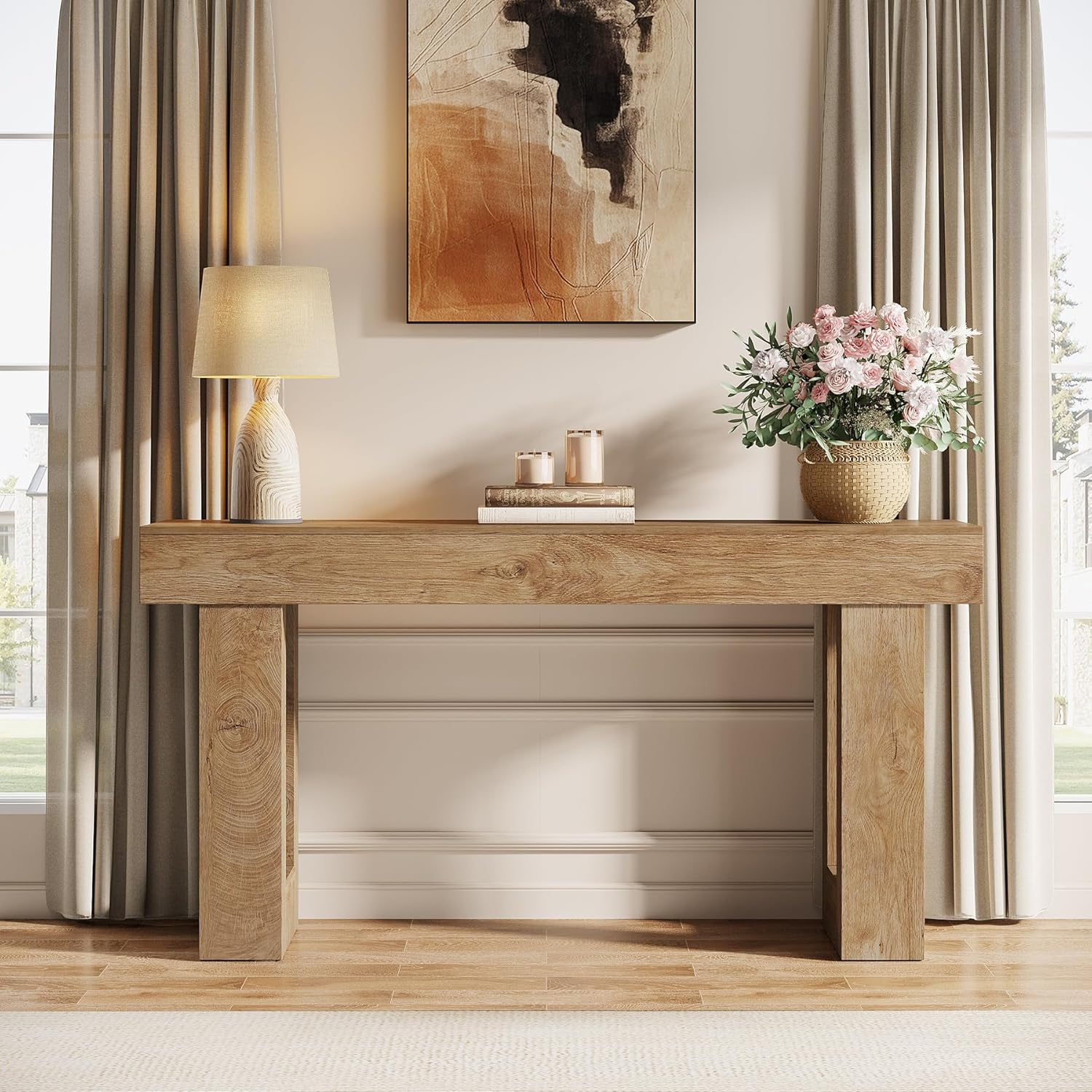 63-Inch Long Console Table, Wooden Rectangular Sofa Table Behind The Couch, Farmhouse Entryway Table for Entrance, Hallway, Living Room🏆