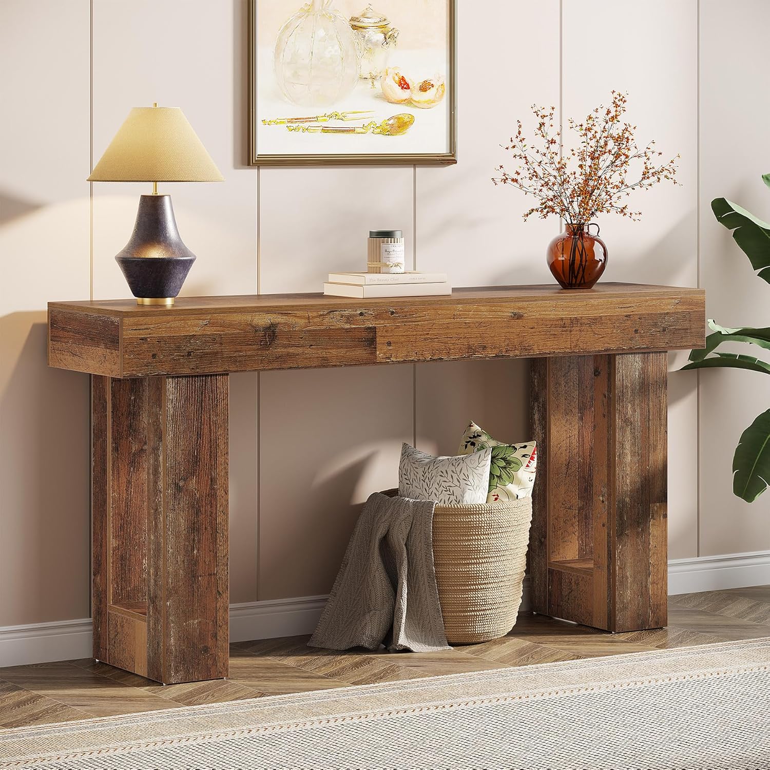63-Inch Long Console Table, Wooden Rectangular Sofa Table Behind The Couch, Farmhouse Entryway Table for Entrance, Hallway, Living Room🏆