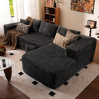 104" Cloud Sectional Couch with L-Shape Chaise,Modern Modular Sofa with Deep Seat, Upholstered Couches for Living Room Bedroom,No Assembly Required, Black (Plush Corduroy Fabric)🏆
