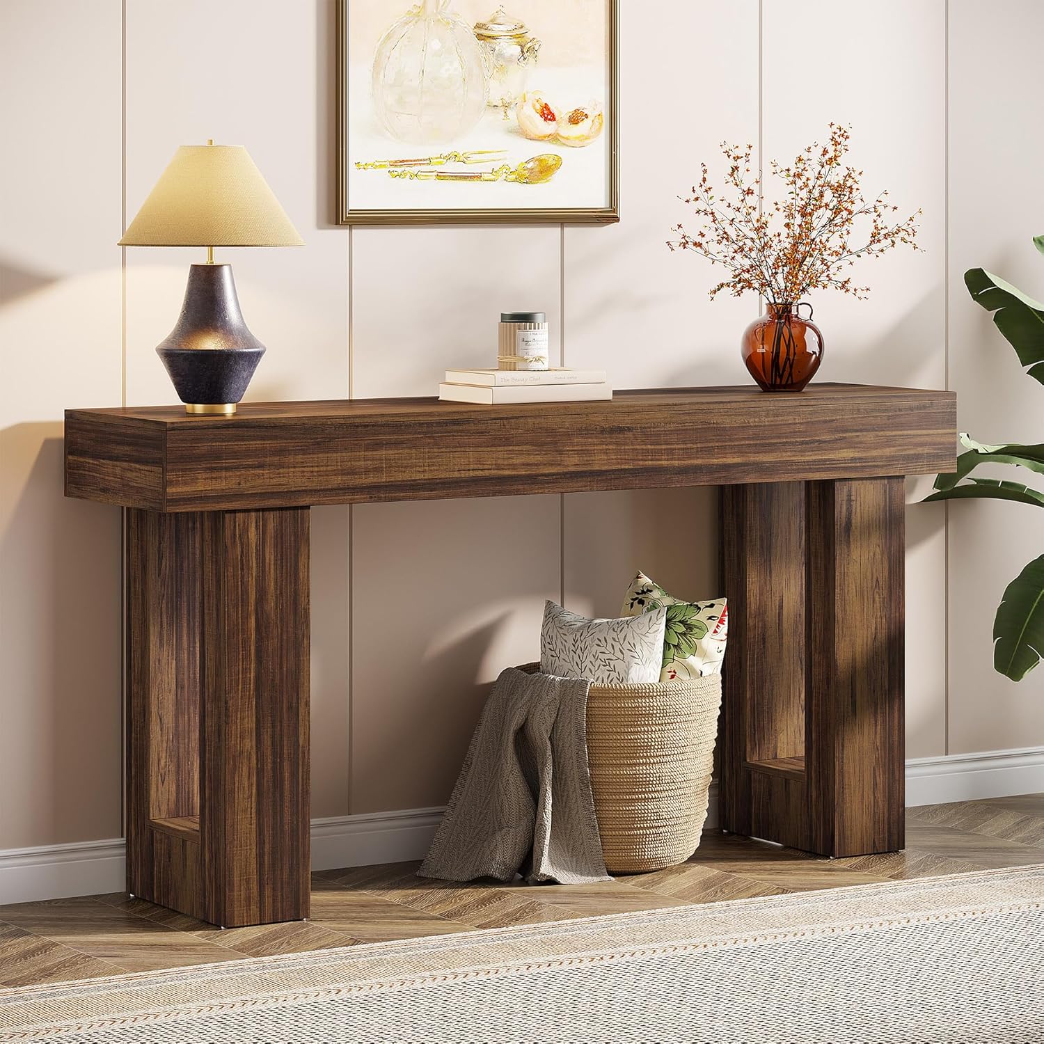 63-Inch Long Console Table, Wooden Rectangular Sofa Table Behind The Couch, Farmhouse Entryway Table for Entrance, Hallway, Living Room🏆