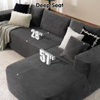 104" Cloud Sectional Couch with L-Shape Chaise,Modern Modular Sofa with Deep Seat, Upholstered Couches for Living Room Bedroom,No Assembly Required, Black (Plush Corduroy Fabric)🏆